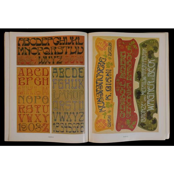 Tamamı renkli Art Nouveau stili yazı ve tasarım örnekleriyle bezeli İngilizce katalog: AUTHENTIC ART NOUVEAU LETTERING AND DESIGN, Josef Lehner & Eduard Mader, 1989, Dover Publications, New York, 60 sayfa, 24x31 cm...