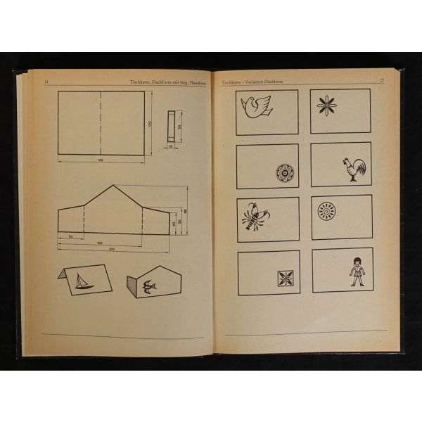 Kâğıt, karton ve suni deri ile el işi dersleri: WIR ARBEITEN MIT PAPIER, PAPPE UND KUNSTLEDER, editörler: Egbert Bahring, Rudolf Gerecke & Siegfried Herrmann, 1989, Volk und Wissen, 176 sayfa, 15x22 cm...