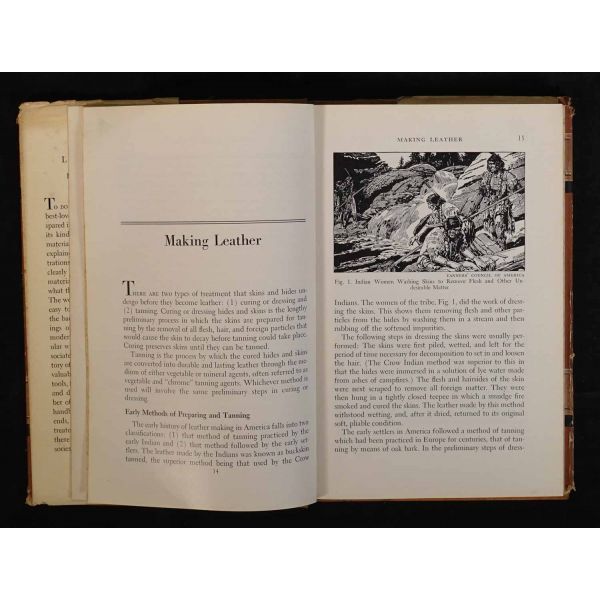 Fotoğraflar ve çizimlerle uygulamalı dericilik dersleri: APPLIED LEATHERCRAFT, Chris H. Groneman, 1942, The Manual Arts Press, 207 sayfa, 15x22 cm...