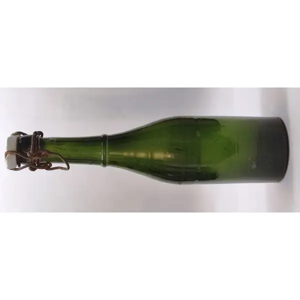 Osmanlıca İsmail Hakkı Sinalko Gazozu yazılı yeşil cam şişesi, orijinal porselen kapağıyla, 26 cm...