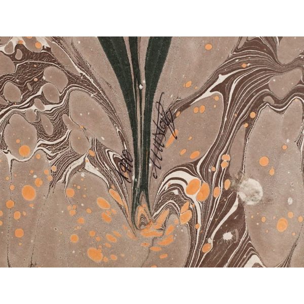 Mustafa Düzgünman ıslak imzalı, Lale ebrusu, 1990, ebru: 30x16 cm, çerçeve, 32x48 cm...