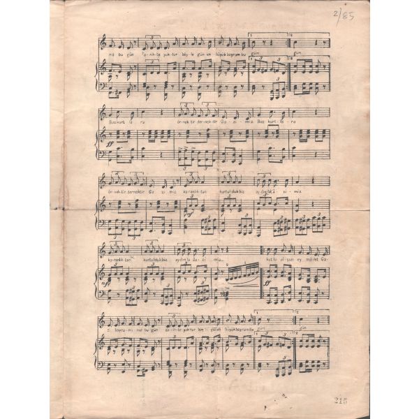BOZKURT CUMHURİYET MARŞI, söz ve müzik: Hilmi Bey, 2 sayfa, 25x34 cm...
