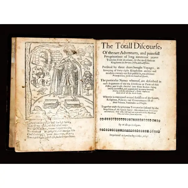 THE TOTALL DISCOURSE, William Lithgow, 1640, London, 514 sayfa, 15x20 cm...