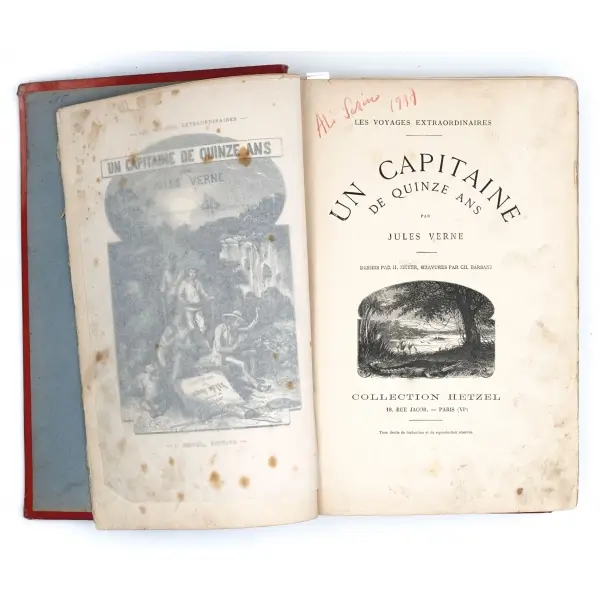 UN CAPITANE DE QUINZE ANS, Jules Verne, Collection Hetzel, Paris, 372 sayfa, 20x28 cm...