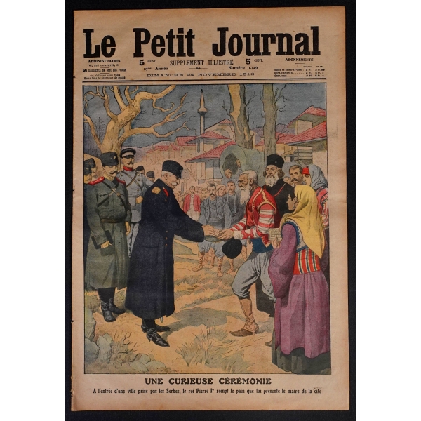Balkan Savaşları ön ve zavallı muhacirler arka kapaklı Le Petit Journal mecmuası, 1912 tarihli...