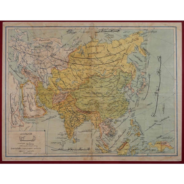 Teceddüd Haritalarından Asya Haritası - Sahib ve Neşri Kitaphane-i İkbal, çerçevesiyle birlikte 70x87 cm...