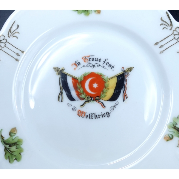 Türk, Alman, Avusturya bayraklı İttifak tabağı 14,5 cm...