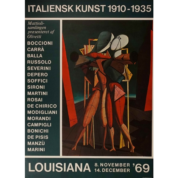 Italiensk Kunst 1910-1935, Louisiana, 8. November - 14. December ´69, baskı: J. Chr. Sorensen & Co., 62x85 cm...