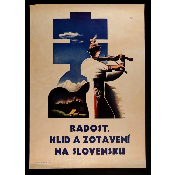Radost, Klid a Zotaveni Na Slovensku, Slovenska ľudová knihtlaciaren (Slovak Halk Matbaası), Bratislava, 59x84 cm...