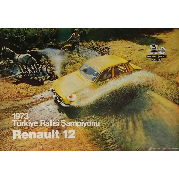 1973 Türkiye Rallisi Şampiyonu Renault 12 afişi, 99x69 cm...
