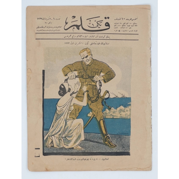 YENİ KALEM dergisinin 2 Teşrinievvel 1927 ilâ 5 Nisan 1928 tarihleri arasında yayımlanan 25 sayısı (tam takım), 22x30 cm...