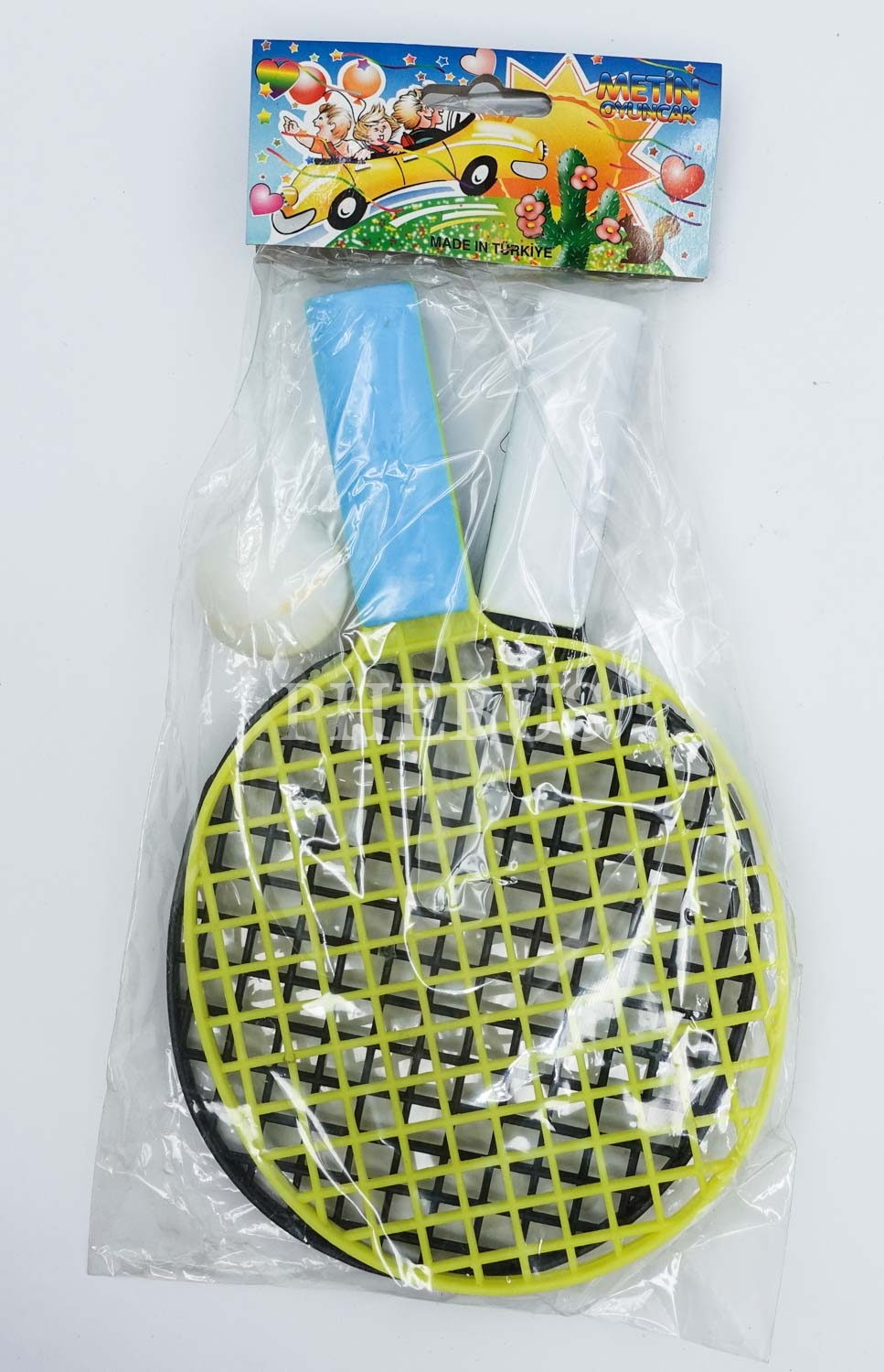 Yerli malı ambalajında, Metin Oyuncak tenis takımı, 31x16 (ambalaj ölçüsü)...