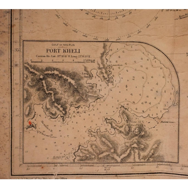 Akdeniz´de Bodrum ve adalar çevresinin derinlik haritası, 100x70 cm...