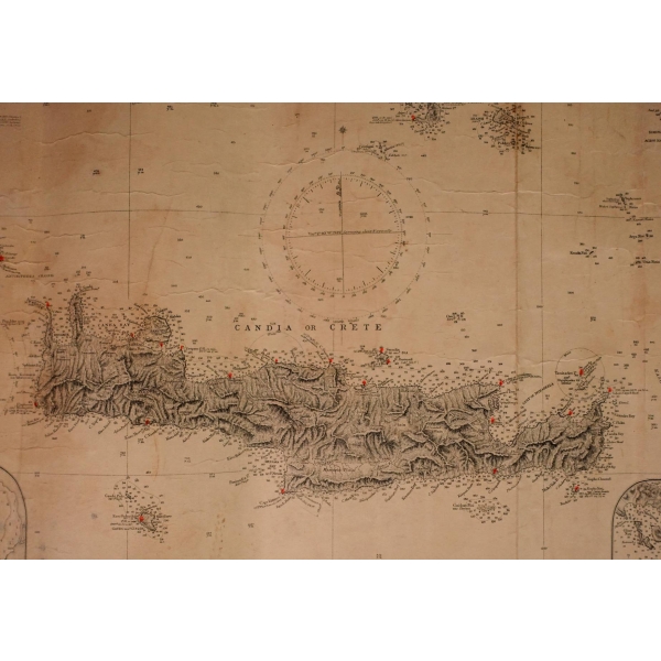 Akdeniz´de Bodrum ve adalar çevresinin derinlik haritası, 100x70 cm...