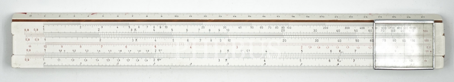 Orijinal karton kutusunda Faber-Castell marka sürgülü hesap cetveli, 30 cm...