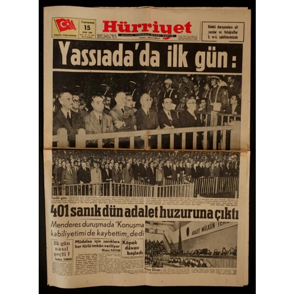 27 Mayıs 1960 ihtilali sonrası Demokrat Parti vekillerinin Yassıada´da yargılanması hususunda yayımlanan çeşitli gazeteler....