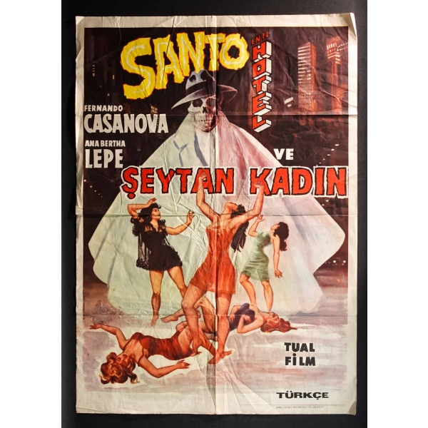 SANTO VE ŞEYTAN KADIN, Fernando Casanova, Ana Bertha Lepe, Tual Film, Emel Ofset Matbaası, 70x100 cm...