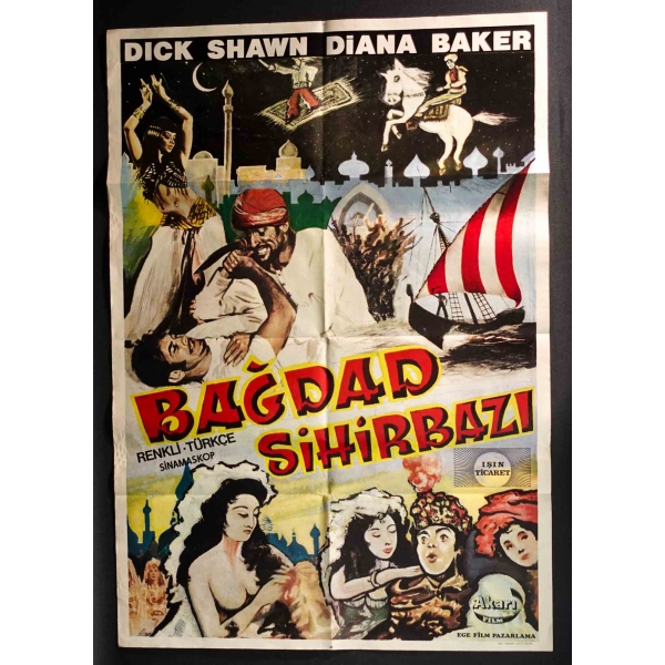 BAĞDAD SİHİRBAZI, Dick Shawin, Diana Baker, Akarı Film & Ege Film Pazarlama, Erler Matbaa, 68x100 cm...