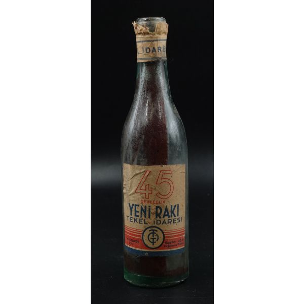 45´lik Yeni Rakı Tekel İdaresi cam şişe (25 cl.), 19x5 cm