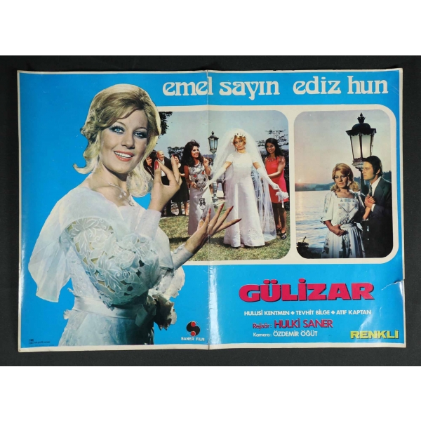 Başrollerini Emel Sayın ile Ediz Hun´un paylaştığı Gülizar filminin afişi, Saner Film, 57x42 cm...