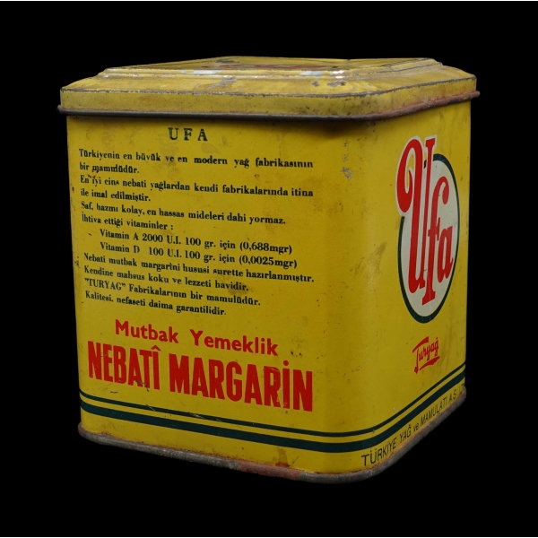 Ufa (Turyağ) Nebatî Margarin teneke kutusu, 15x15 cm...