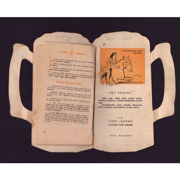 T.C Tekel İdaresi tarafından 1951 yılında bastırılan bira broşürü, 14x20 cm...
