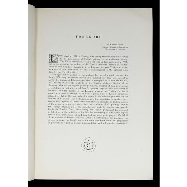 LEVNİ, Süheyl Ünver, 1951, Milli Eğitim Basımevi, 25 sayfa, 24x34 cm