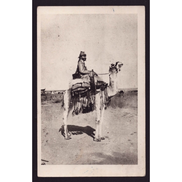 Enver Paşa´nın Trablusgarp Cephesi´nde deve üstünde alınmış çok nadir bir fotoğrafı, 1911-12, 9x14 cm...