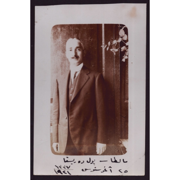 Ali İhsan Sabis Paşa´nın sürgüne gönderildiği Malta´dan eşine yolladığı mektuplu fotoğraf, 2 Ağustos 1921 tarihli, 9x14 cm...