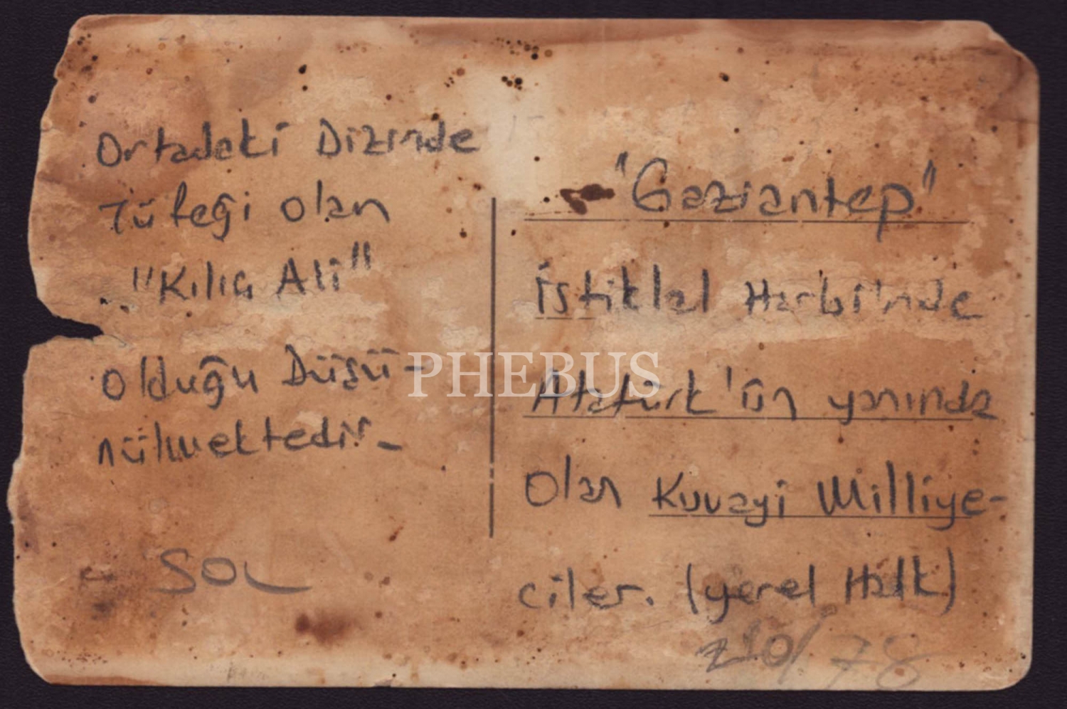 Kuvayi Milliyeci Gazianteplilerin toplu hatıra fotoğrafı, 14x9 cm...