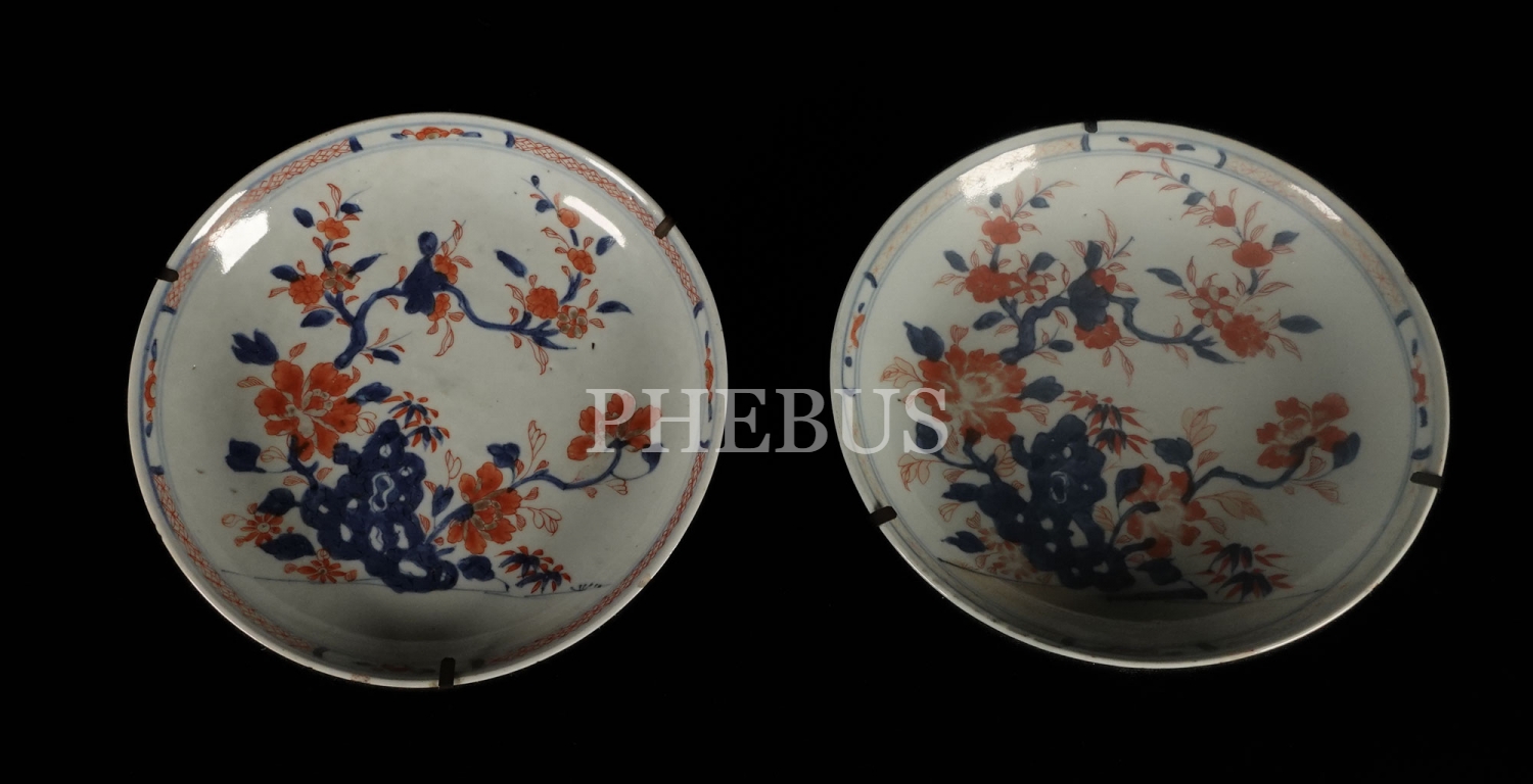 2 adet elde renklendirme Çin işi antika tabak, 21x3 cm...