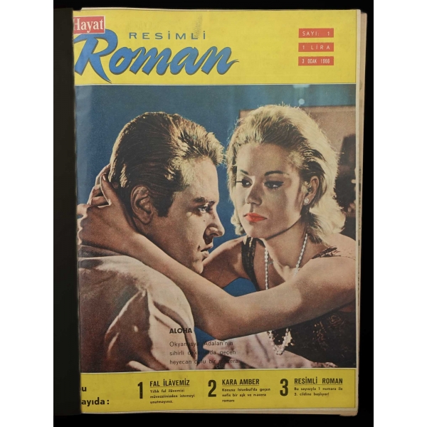 HAYAT RESİMLİ ROMAN dergisinin 1965 ilâ 1967 yılları arasında yayımlanan sayılarını içeren 6 adet cilt, 24x32 cm...