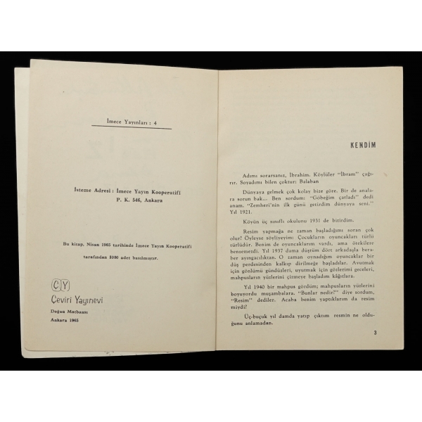 İZ, İbrahim Balaban, 1965, İmece Yayınları, 99 sayfa, 14x19 cm