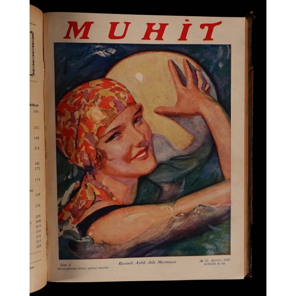 Teşrinisani 1929 ile Teşrinievvel 1930 tarihleri arasında yayımlanan MUHİT dergisinin 13-24 arası 12 sayısı, 24x30 cm...