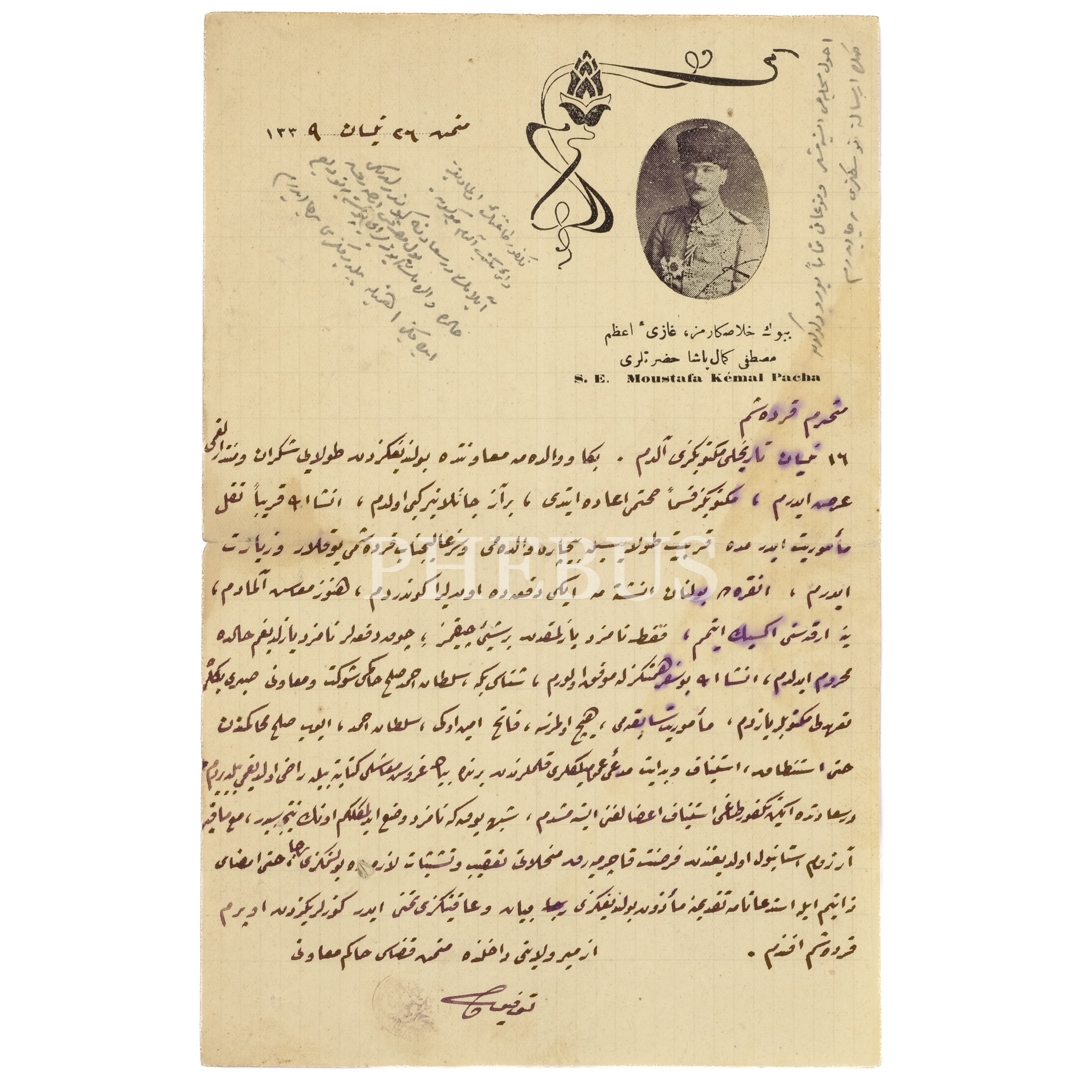 Mustafa Kemal Atatürk görselli ve antetli mektup kağıtları ve zarfları...
