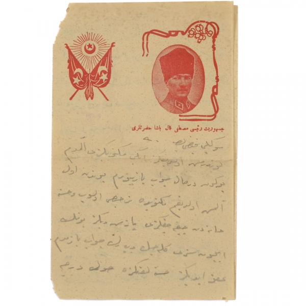 Mustafa Kemal Atatürk görselli ve antetli mektup kağıtları ve zarfları...