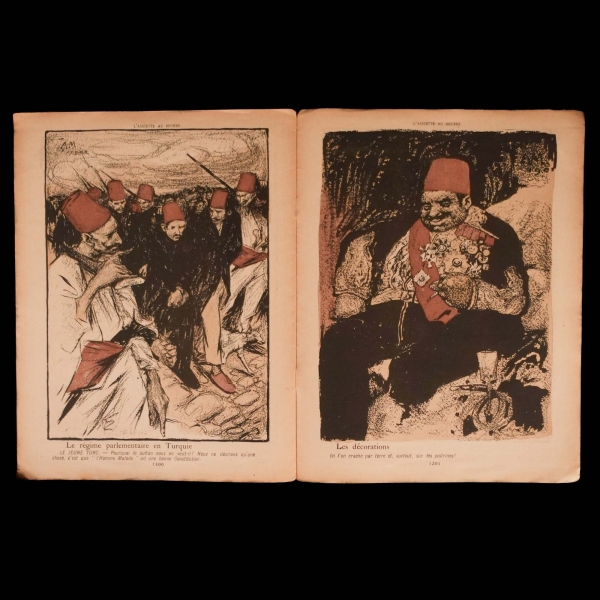L´ASSIETTE AU BEURRE dergisinin, tamamı Sultan İkinci Abdülhamid karşıtı karitürlerden oluşan, 16 Ağustos 1902 tarihli 72. sayısı, 25x32 cm...