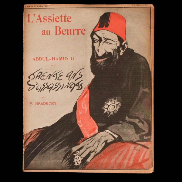 L´ASSIETTE AU BEURRE dergisinin, tamamı Sultan İkinci Abdülhamid karşıtı karitürlerden oluşan, 31 Ekim 1905 tarihli 135. sayısı, 25x32 cm...