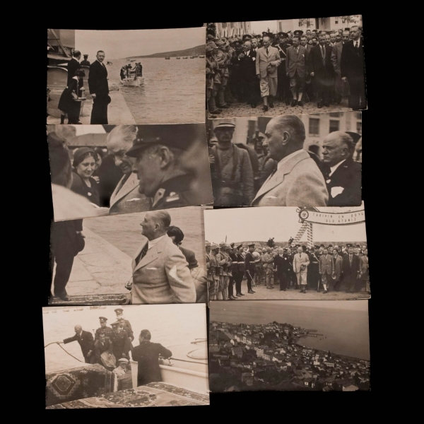 Mustafa Kemal Atatürk´ün, 10 Haziran 1937 tarihinde, 7 yıllık bir aradan sonra gerçekleştirdiği Trabzon ziyaretinde çekilmiş 8 adet fotoğraf, 13x8 cm...