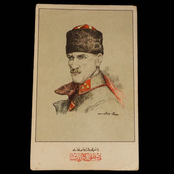 Ali Cemal imzalı Mustafa Kemal Atatürk resimli ve 