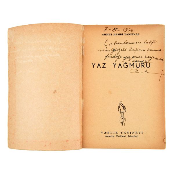 YAZ YAĞMURU, Ahmet Hamdi Tanpınar, 1955, Varlık Yayınları, 127 sayfa, 12x17 cm...