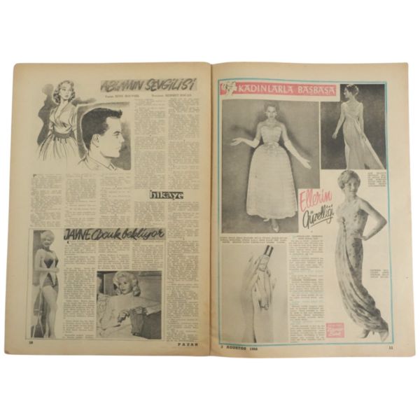 KİBAR HIRSIZ, İĞRETİ SURAT, GENÇ KIZ KALBİ, SUPERMEN, VAK VAKA KARDEŞ çizgi romanlarının tefrika edildiği Pazar Dergisi'nin 1957-1962 yılları arasında yayımlanan toplam 9 sayısı 29x42 cm..