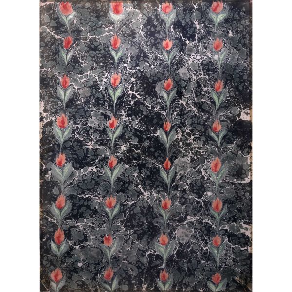 Necmeddin Okyay laleli yol ebrusu, imzasız, ebru ölçü: 33x48 cm, çerçeve içi ölçü: 42x57 cm...