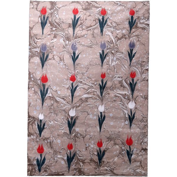 Mustafa Düzgünman imzalı laleli yol ebrusu, 1979 tarihli, ebru ölçü: 32x46 cm, çerçeve içi ölçü: 47x61 cm...