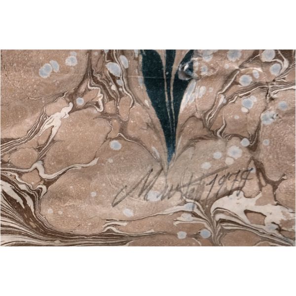 Mustafa Düzgünman imzalı laleli yol ebrusu, 1979 tarihli, ebru ölçü: 32x46 cm, çerçeve içi ölçü: 47x61 cm...