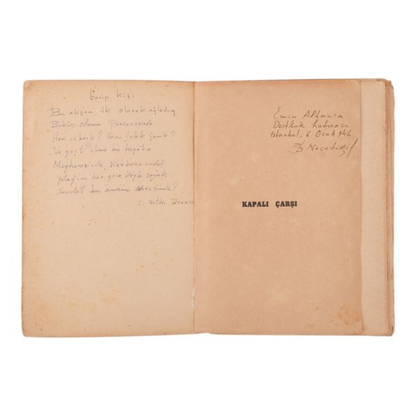 KAPALI ÇARŞI, Behçet Necatigil, 1945, Marmara Kitabevi, 55 sayfa, 15x22 cm...