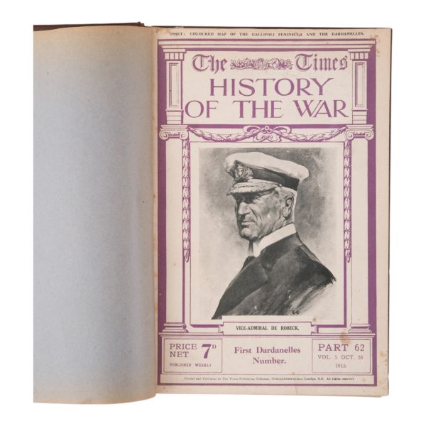 The Times gazetesinin, Çanakkale Savaşı´na dair kaleme alınan haber ve makaleleri, çok sayıda fotoğraf eşliğinde bir araya getirdiği özel cilt: THE TIMES HISTORY OF THE WAR, 20,5x30 cm...