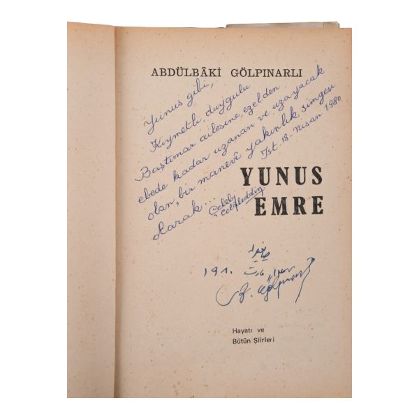 YUNUS EMRE, Abdülbaki Gölpınarlı, 1979, Altın Kitaplar, 568 sayfa, 14x20 cm...