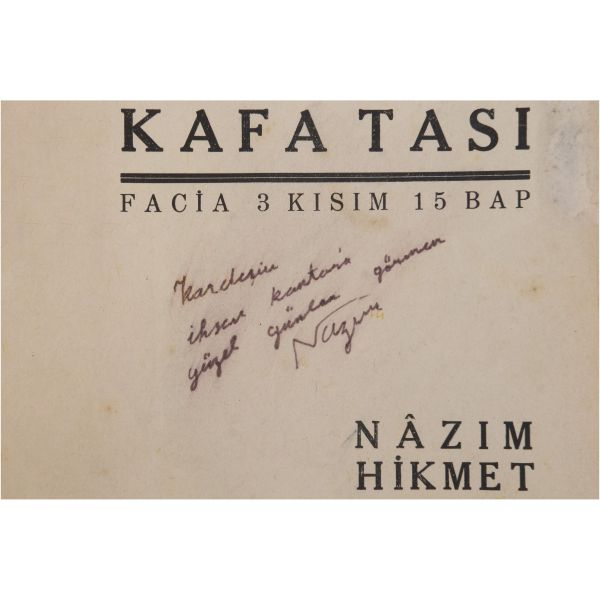 KAFATASI: FACİA (3 Kısım - 15 Bap), Nâzım Hikmet, 1932, Sühulet Kütüpanesi (Semih Lütfü), 103 sayfa, 14x20 cm...