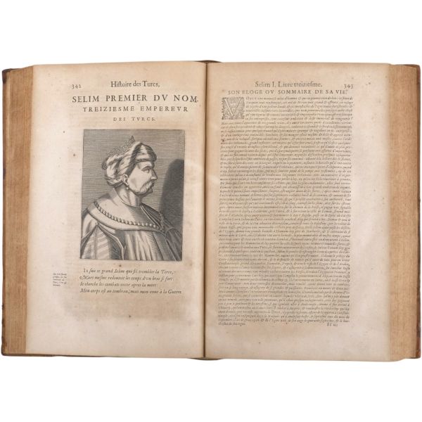 HISTOIRE DES TURCS (2 cilt takım + 2. cilde ilave edilmiş ekler), Laonikos Chalkokondyles, (editörler: Thomas Artus & Sieur d´Embry), 1650, Chez Sebastien Cramoisy & Gabriel Cramoisy, Paris, cilt 1: 907+28 sayfa - cilt 2: 196+12+89+4+273+4+116+4 sayfa, 24x37 cm...